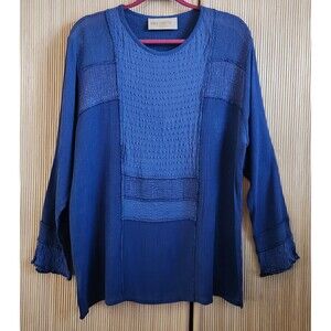 Lida Caputo Women's Top Size 1X Blue Long Sleeve Pullover Tunic Vintage EUC